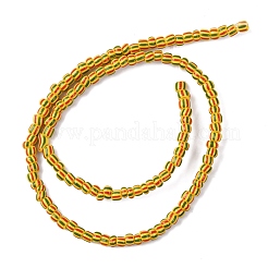 手作りランプワークビーズ連売り  3トーン  コラム  ゴールド  3~4.5x2~4mm  穴：0.8mm  約99~103個/連  15.35インチ（39cm）&nbsp;BLOW-K001-01A-19
