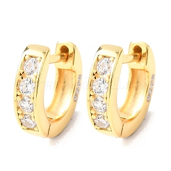 925 Sterling Silver Micro Pave Clear Cubic Zirconia Hoop Earrings&nbsp;EJEW-K317-08G