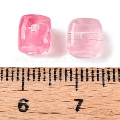 透明なアクリルビーズ  正方形  ラベンダーブラッシュ  7x6.5x6mm  穴：1.5mm  約1900個/500g&nbsp;OACR-N137-41A