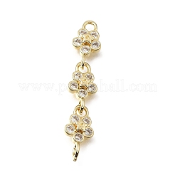 Brass Pave Cubic Zirconia Flower Connector Charms&nbsp;CU-E002-07G