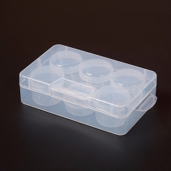 プラスチックビーズ収納ケース  フリップトップビーズ収納  取り外し可能な  6のコンパートメント  長方形  透明  15.7x9.4x4cm  コンパートメント：約4.2x3.5cm  5個/箱  4.2x2.5cm  1個/箱  6区画/ボックス&nbsp;LS-CON-L022-06