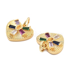 Rack Plating Brass Micro Pave Cubic Zirconia Charms&nbsp;KK-Z071-42G