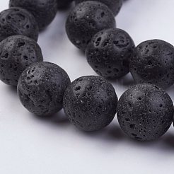 天然溶岩岩ビーズ連売り  ラウンド  12~12.5mm  穴：1mm  約33個/連  15.74インチ&nbsp;G-F436-12mm