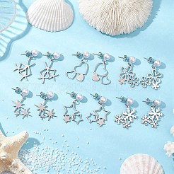 6 Pairs 6 Styles 201 Stainless Steel Stud Earrings&nbsp;EJEW-JE06342