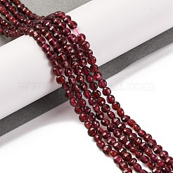 天然石ガーネットビーズ連売り  ファセットコインビーズ  フラットラウンド  4x3mm  穴：0.8mm  約111個/連  15.16インチ（38.5cm）&nbsp;G-F770-B02-01
