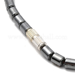 Synthetic Non-magnetic Hematite Angel Pendant Necklace with Beaded Chains&nbsp;NJEW-E095-02