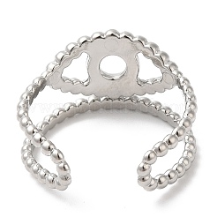 Non-Tarnish 304 Stainless Steel Hollow Evil Eye Open Cuff Ring for Women&nbsp;RJEW-I098-09P
