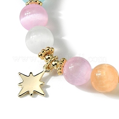 Candy Color 8mm Round Natural Selenite Beaded Stretch Bracelets&nbsp;BJEW-TA00501
