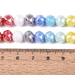 電気メッキオペークガラスビーズ連売り  ラウンド  ABカラーメッキ  多面カット  ミックスカラー  7.5~8x7mm  穴：1~1.5mm  約48~50個/連  13.19~14.17（33.5~36センチメートル）&nbsp;EGLA-Q135-8MM-B01