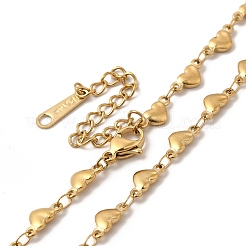 Ion Plating(IP) 304 Stainless Steel Heart Link Necklace for Women&nbsp;NJEW-G097-09G
