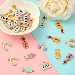 32pcs16スタイル音楽テーマ合金エナメルペンダント  ライトゴールド  楽器の混合形状  ライトゴールド  12.5~23x7~14.5x2mm  穴：2mm  2個/スタイル&nbsp;ENAM-CJ0002-64