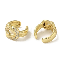 Rack Plating Brass Micro Pave Clear Cubic Zirconia Knot Cuff Earrings for Women&nbsp;EJEW-P280-10G