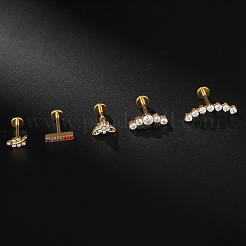 G23 Titanium Micro Pave Clear Cubic Zirconia Internally Threaded Labrets&nbsp;WG2497D-09
