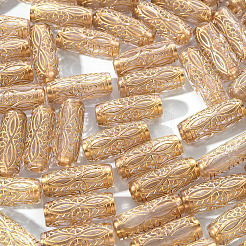 メッキクリアアクリルビーズ  ゴールドライン入り  コラム  透明  21x9x7mm  穴：3.5mm  約100個/袋&nbsp;PACR-YW0001-05