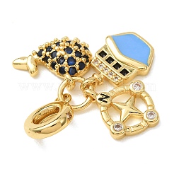 Brass Micro Pave Cubic Zirconia & Enamel Dangle Charms&nbsp;CU-CBA0A9C-04G