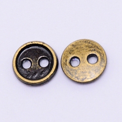 合金ミニボタン  2穴  フラットラウンド  カドミウムフリー＆鉛フリー  アンティークブロンズ  4x1.5mm  穴：0.8mm&nbsp;PALLOY-WH0076-49B-AB