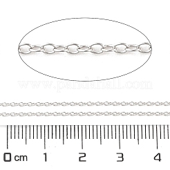 変色防止ロジウムメッキ スターリングシルバーアズキチェーン925本  ハンダ付け  プラチナ  1.5x1.2x0.2mm&nbsp;STER-E072-02P-01