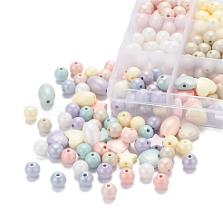 333個12スタイルスプレー塗装アクリルビーズ  ラバー加工スタイル  多面カット  ラウンド＆ライス＆スター＆ハート  ミックスカラー  8~13.5x9.5~11.5x4~4.5mm  穴：1~2mm  333個/箱&nbsp;MACR-YW0001-52