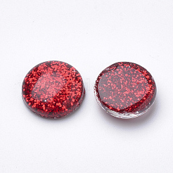 樹脂カボション  グリッターパウダー付き  ドーム/ハーフラウンド  レッド  16x5mm&nbsp;CRES-Q197-50C