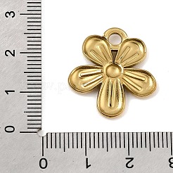 304ステンレスペンダント  花のチャーム  イオンプレーティング（ip）  18KGP本金メッキ  23x21x3mm  穴：2.5mm&nbsp;SA-CBAA487-19G