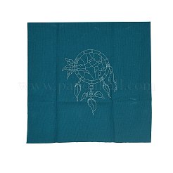 羽模様刺繍キット付きDIY織りネット/ウェブ  模造竹フレームを含む  鉄製ピン  布  カラフルな糸  ティール  213x201x9.5mm  内径：183mm&nbsp;DIY-O021-20