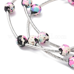 Round Synthetic Turquoise Beads Multi-strand Bracelets for Women&nbsp;BJEW-JB12335-03
