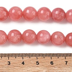 天然の天然翡翠ビーズ連売りを染めた  ラウンド  インディアンレッド  10mm  穴：1.2mm  約19個/連  7.09インチ（18cm）&nbsp;G-G021-02C-22