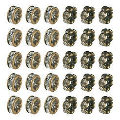 真鍮ラインストーンロンデルスペースビーズ30スタイル2個  クリスタル  8x3.8~4mm  穴：1.5mm  15個/スタイル&nbsp;RB-TADJ0001-02