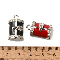真鍮製エナメルペンダント  プラチナ  長方形の箱チャーム  ミックスカラー  22x13.5x7.5mm  穴：2.5mm&nbsp;FIND-C065-12P