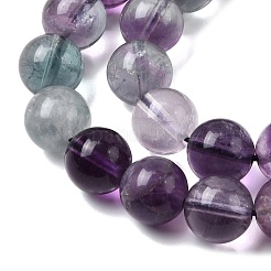 Natural Rainbow Fluorite Round Bead Strands&nbsp;G-P070-31-10mm