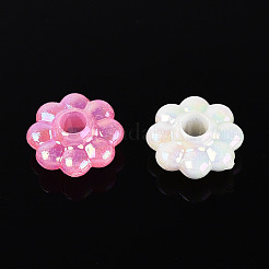 プラスチックビーズ  模造ゼリー  花  ABカラーメッキ  ミックスカラー  9x8.5x4mm  穴：2mm  約4166個/500g&nbsp;KY-N026-32