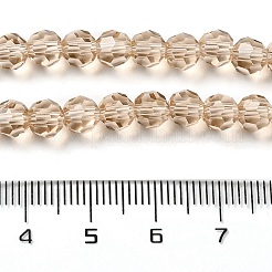 透明ガラスビーズ  ファセット（32ファセット）  ラウンド  バリーウッド  6mm  穴：1mm  約98個/連  20.47インチ（52cm）&nbsp;EGLA-A035-T6mm-D22
