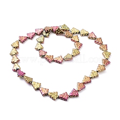 電気メッキガラスビーズ連売り  メタリックメッキ  クリスマスツリー  蘭  15.5~16x14.5~15x4.5~5mm  穴：1mm  約40個/連  25.20~25.59（64~65センチメートル）&nbsp;EGLA-C002-FP01