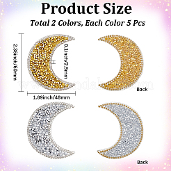 10Pcs 2 Colors Resin Rhinestone Iron on/Sew on Cloth Patches&nbsp;DIY-CY0003-31