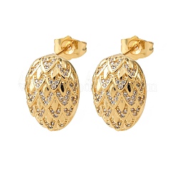 Brass Micro Pave Cubic Zirconia Egg Stud Earrings&nbsp;EJEW-B153-12G