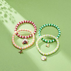 4Pcs 4 Styles Insect Theme Alloy Enamel Stretch Charm Bracelets&nbsp;BJEW-JB08763