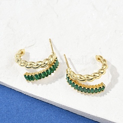 Twist Brass Micro Pave Cubic Zirconia Stud Earrings&nbsp;EJEW-M082-16G-01
