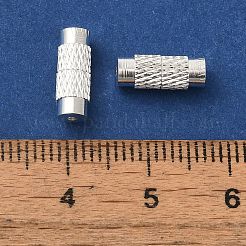 真鍮製ネジ式クラスプ  銀  12x4mm  穴：1mm&nbsp;LS-KK-G186-S