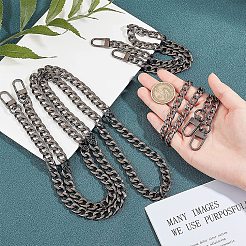 3連3スタイルアイアンチェーンバッグストラップ  合金回転式ナスカン付き  バッグ交換用アクセサリー  ガンメタ色  1連/セット&nbsp;FIND-WR0002-59