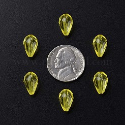 透明なアクリルビーズ  多面カット  ティアドロップ  きいろ  12x8mm  穴：1.5mm  約1338個/500g&nbsp;MACR-S373-59B-B11