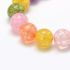 合成クラッククォーツラウンドビーズ連売り  染め＆加熱  ミックスカラー  6mm  穴：1mm  約73個/連  16.14インチ&nbsp;G-L155-6mm-01