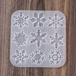 クリスマスペンダント DIY シリコン型  レジン型  UVレジン用  エポキシ樹脂工芸品作り  ホワイト  スノーフレーク  130x125x5mm  内径：37~42x30~46mm&nbsp;DIY-K073-19A
