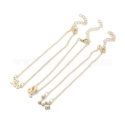 合金ラインストーンアンクレット3個  女性用十二星座チャームアンクレット  レオ  8インチ（20.4~21.6cm）&nbsp;AJEW-S083-01G-07