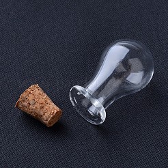 ガラスボトル  コルク栓付き  ウィッシングボトル  ティアドロップ  透明  28x14mm  ボトルネック：直径8mm  容量：2ミリリットル&nbsp;X-AJEW-D037-08