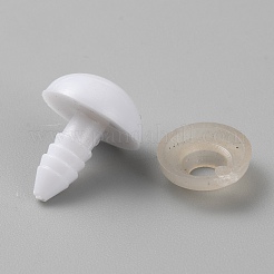プラスチック安全目  ガスケット付き  かぎ針編みのおもちゃやぬいぐるみ用の半円形のクラフトアイ  ホワイト  17x14mm&nbsp;DIY-WH0504-85C