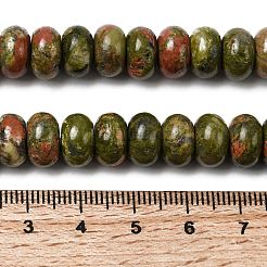 天然石ユナカイトビーズ連売り  ロンデル  10.5x6.5mm  穴：0.8mm  約59個/連  14.69''（37.3センチメートル）&nbsp;G-A280-A20-03