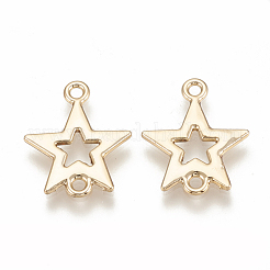 合金リンクコネクター  スター  ライトゴールド  16x13x1mm  穴：1mm&nbsp;PALLOY-S110-08