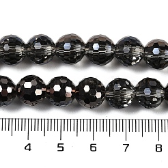 透明電気メッキガラスビーズ連売り  多面カット  ラウンド  ブラック  9~10mm  穴：1.3mm  約63~68個/連  24.41~25.43''（62~64.6センチメートル）&nbsp;EGLA-N002-31-H08