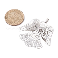 真鍮製ラインストーンペンダント  細線細工のチャーム  プラチナ  天使と妖精  49.5x48x3mm  穴：6x3mm&nbsp;PALLOY-JF02513-01