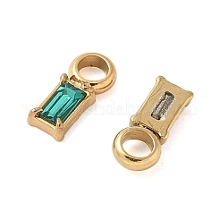 304ステンレススチールラインストーンペンダント  ゴールドカラー  長方形のチャーム  ミックスカラー  9x3.5x2mm  穴：2.2mm&nbsp;STAS-K306-31G
